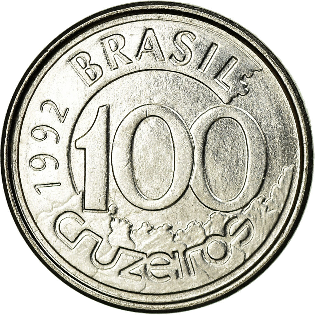 Moneta, Brasile, 100 Cruzeiros, 1992, BB, Acciaio inossidabile, KM:623