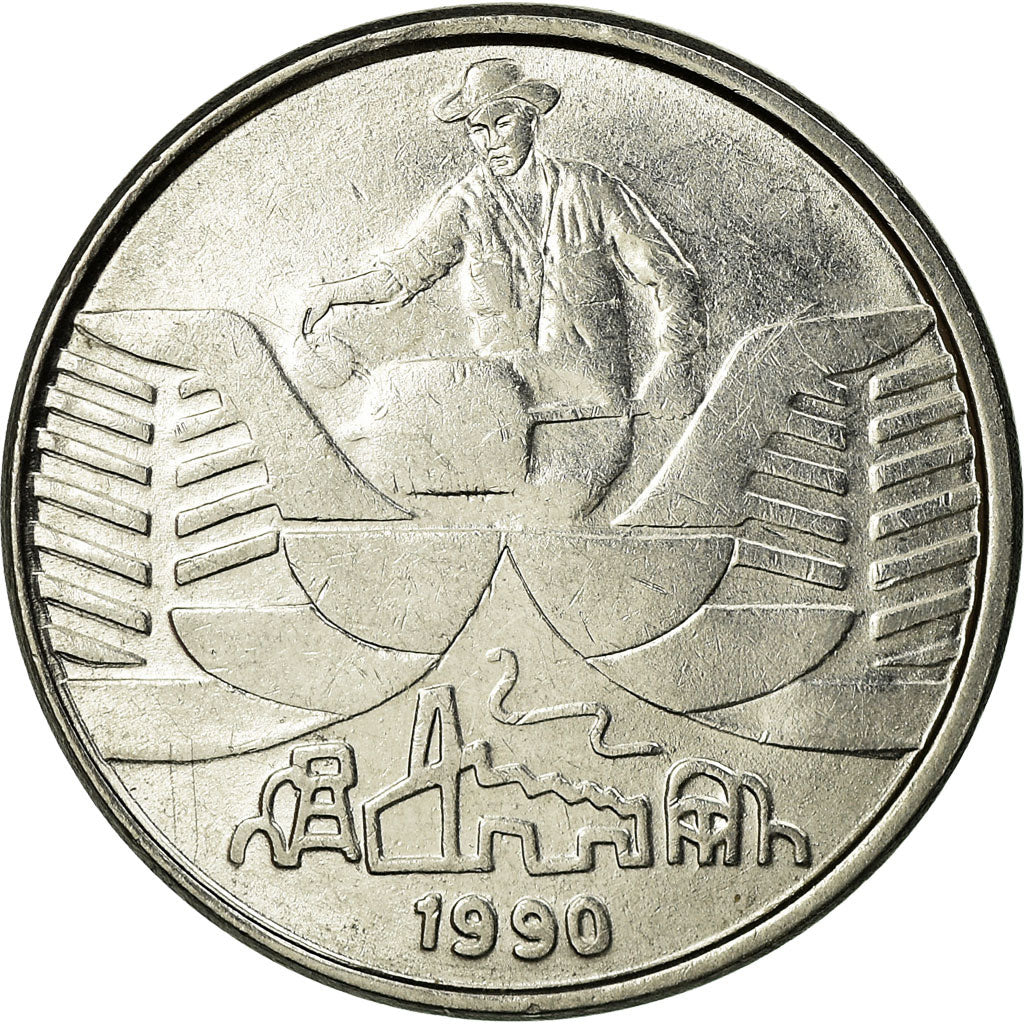 Coin, Brazil, 10 Cruzeiros, 1990, EF(40-45), Stainless Steel, KM:619.1