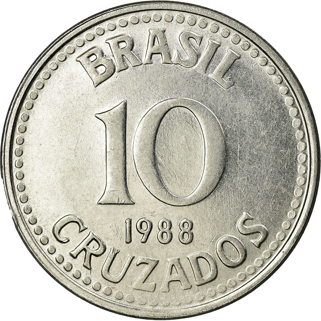 Münze, Brasilien, 10 Cruzados, 1988, SS, Stainless Steel, KM:607