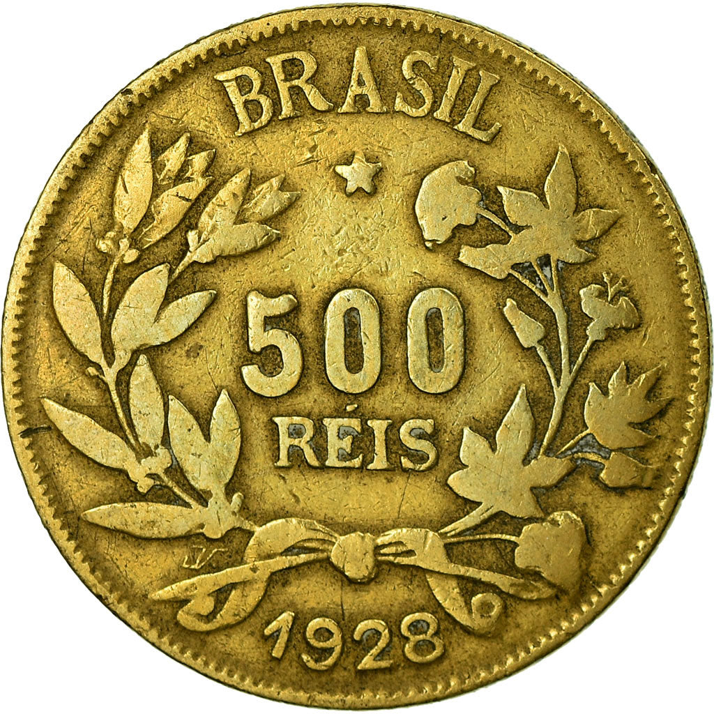 Moneta, Brasile, 500 Reis, 1928, MB, Alluminio-bronzo, KM:524