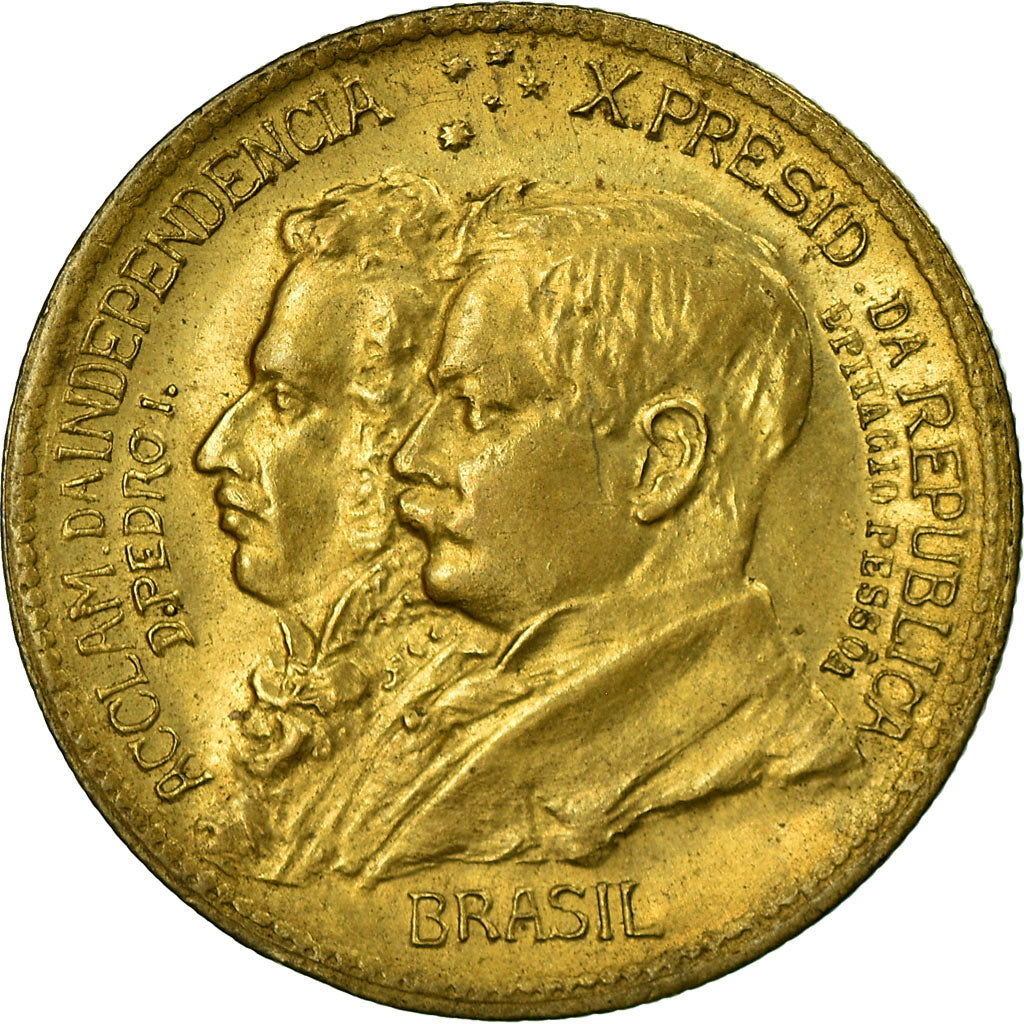 Moneda, Brasil, 500 Reis, 1922, MBC, Aluminio - bronce, KM:521.1