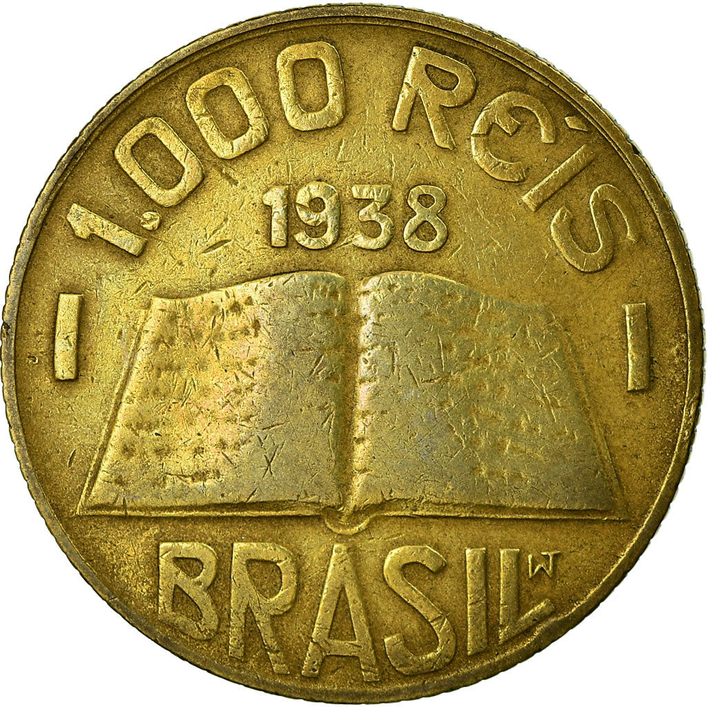 Coin, Brazil, 1000 Reis, 1938, VF(20-25), Aluminum-Bronze, KM:541