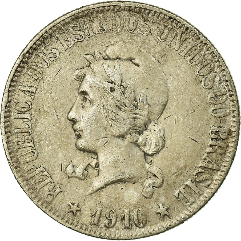 Moeda, Brasil, 1000 Reis, 1910, VF(30-35), Prata, KM:507