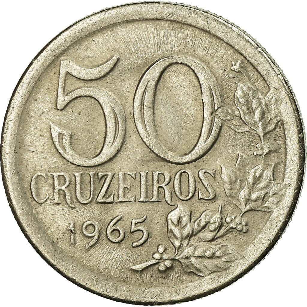 Coin, Brazil, 50 Cruzeiros, 1965, EF(40-45), Nickel, KM:574
