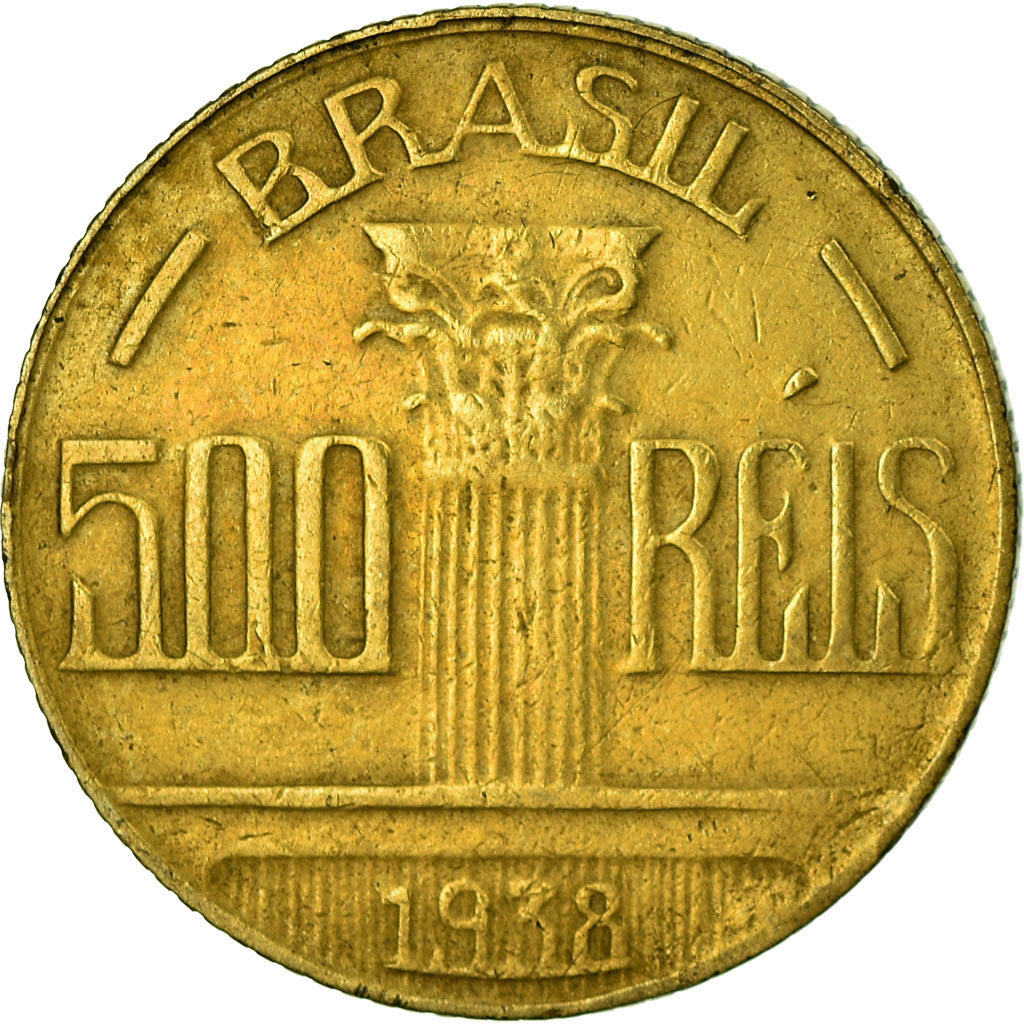 Coin, Brazil, 500 Reis, 1938, VF(30-35), Aluminum-Bronze, KM:540