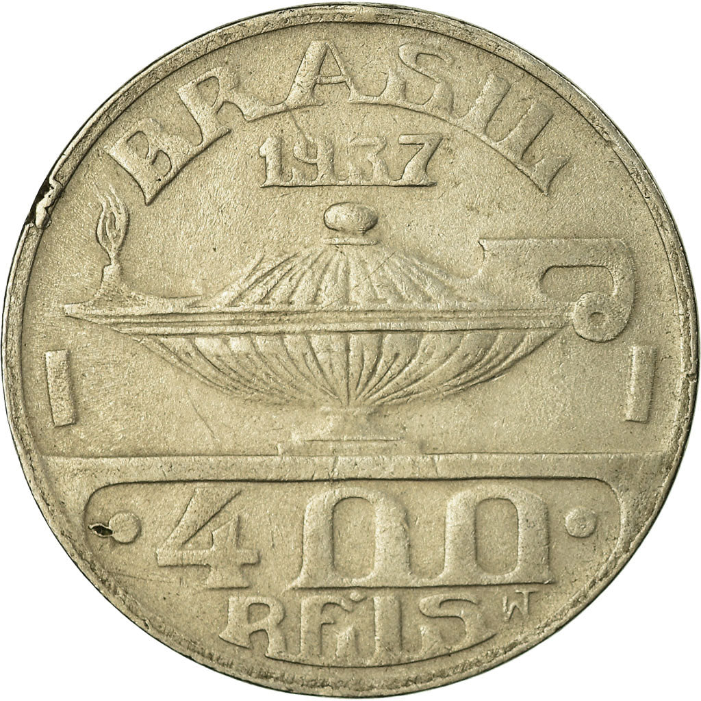 Coin, Brazil, 400 Reis, 1937, EF(40-45), Copper-nickel, KM:539
