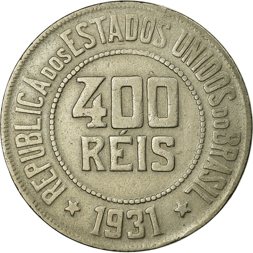Coin, Brazil, 400 Reis, 1931, VF(30-35), Copper-nickel, KM:520