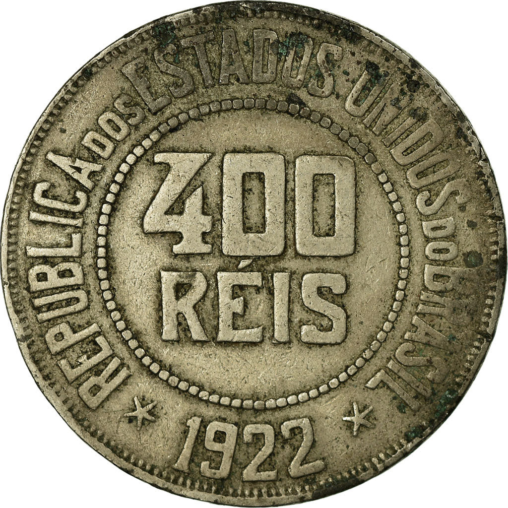 Coin, Brazil, 400 Reis, 1922, VF(30-35), Copper-nickel, KM:520