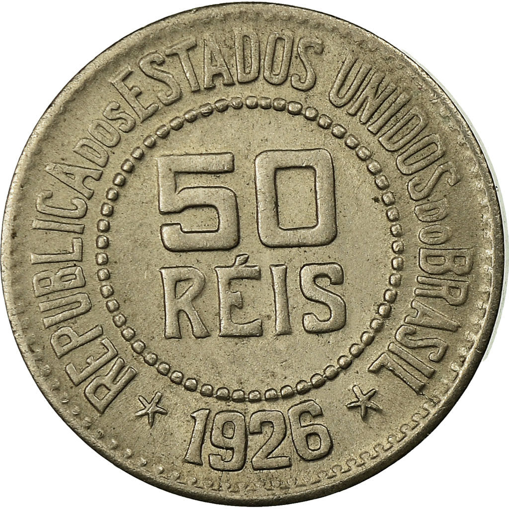 Coin, Brazil, 50 Reis, 1926, EF(40-45), Copper-nickel, KM:517