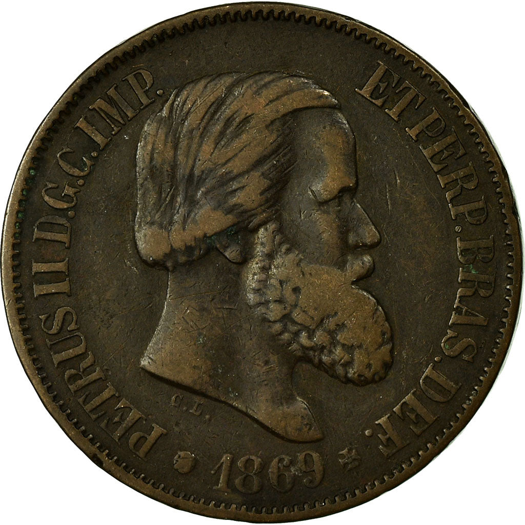 Monnaie, Brésil, Pedro II, 20 Reis, 1869, TB, Bronze, KM:474