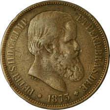 Moneda, Brasil, Pedro II, 40 Reis, 1873, BC+, Bronce, KM:479