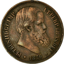 Coin, Brazil, Pedro II, 40 Reis, 1876, VF(20-25), Bronze, KM:479