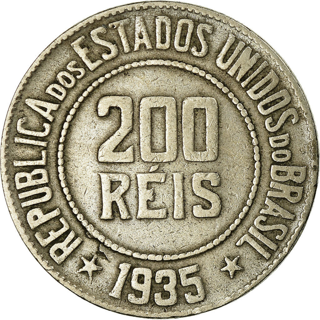 Coin, Brazil, 200 Reis, 1935, VF(20-25), Copper-nickel, KM:519