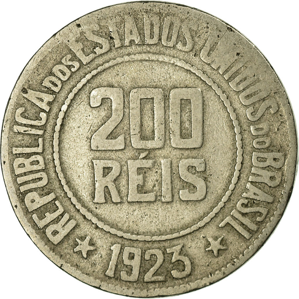 Coin, Brazil, 200 Reis, 1923, VF(20-25), Copper-nickel, KM:519