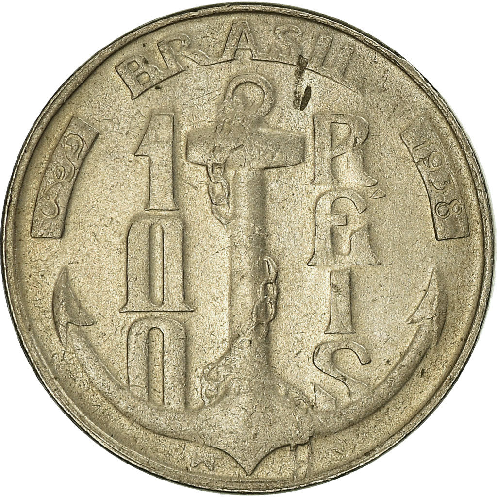 Coin, Brazil, 100 Reis, 1938, VF(30-35), Copper-nickel, KM:536