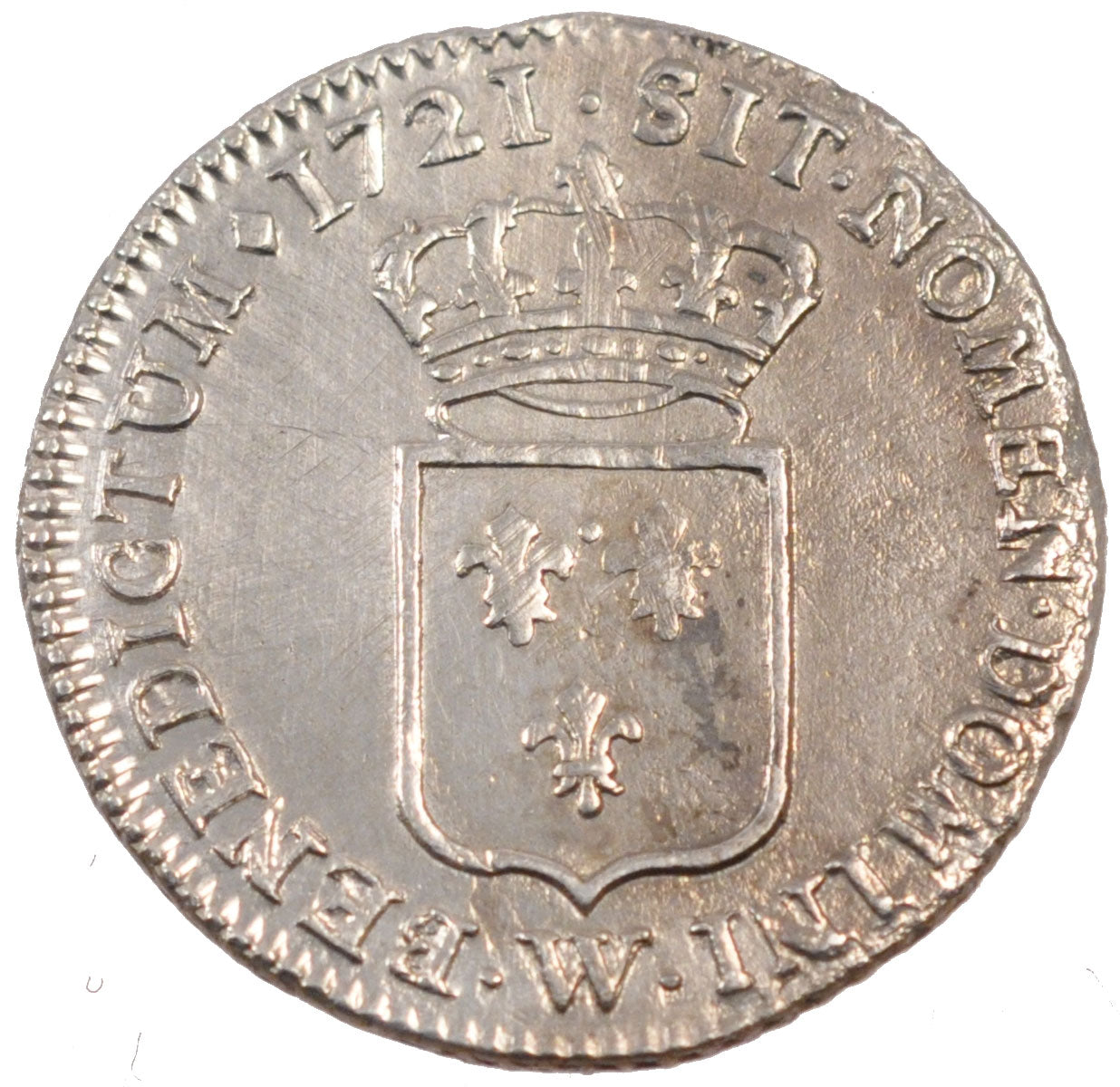 FRANCE, 1/3 Écu de France, 1/3 ECU, 1721, Lille, KM #457.22, AU(50-53), Silver,