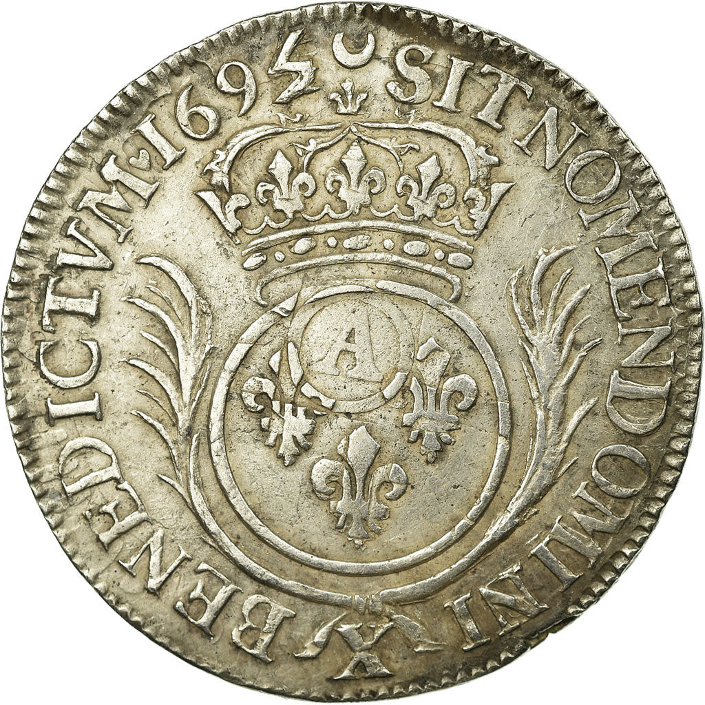 Munten, Frankrijk, Louis XIV, 1/2 Écu aux palmes, 1/2 Ecu, 1695, Amiens, ZF+