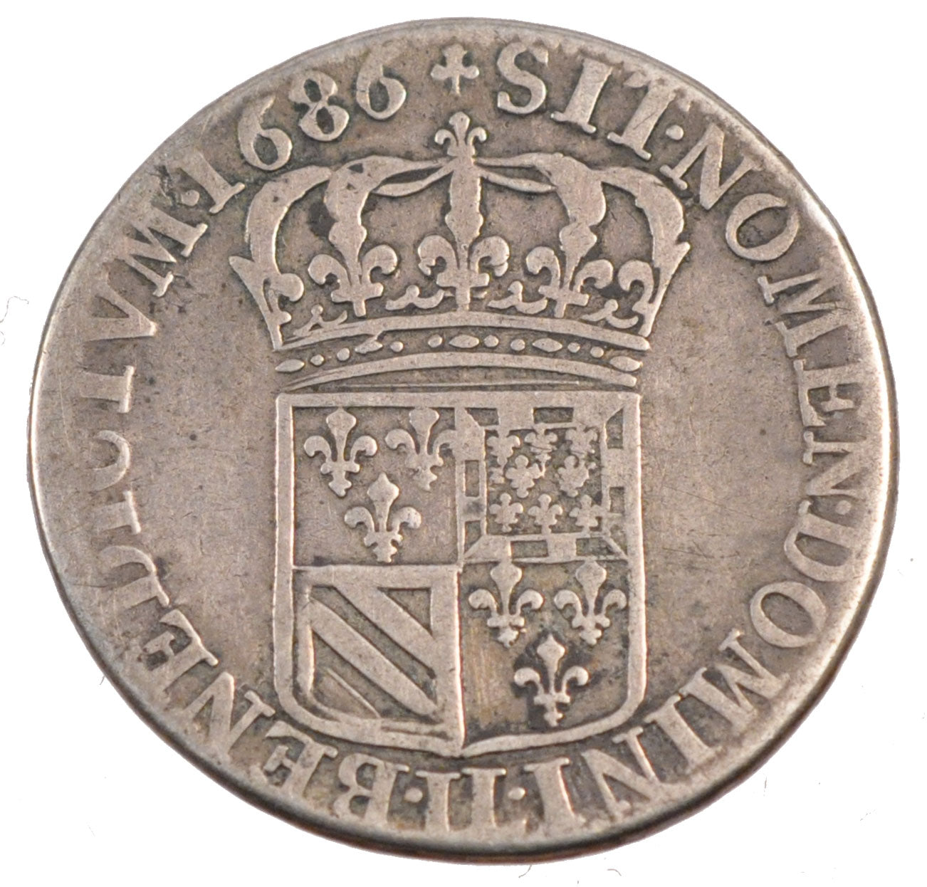FRANCE, 1/4 Écu de Flandre, 1/4 ECU, 1686, Lille, KM #260.1, VF(20-25), Silver, 