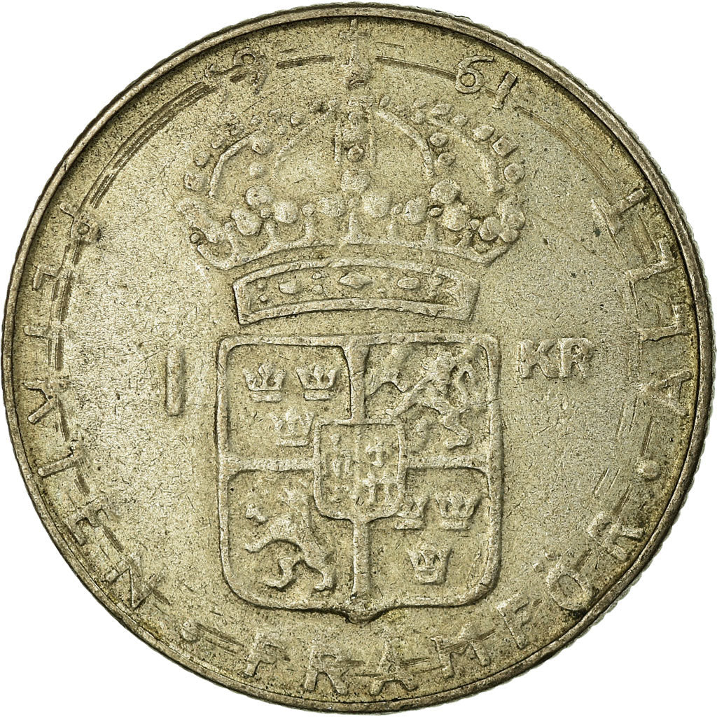 Coin, Sweden, Gustaf VI, Krona, 1961, EF(40-45), Silver, KM:826