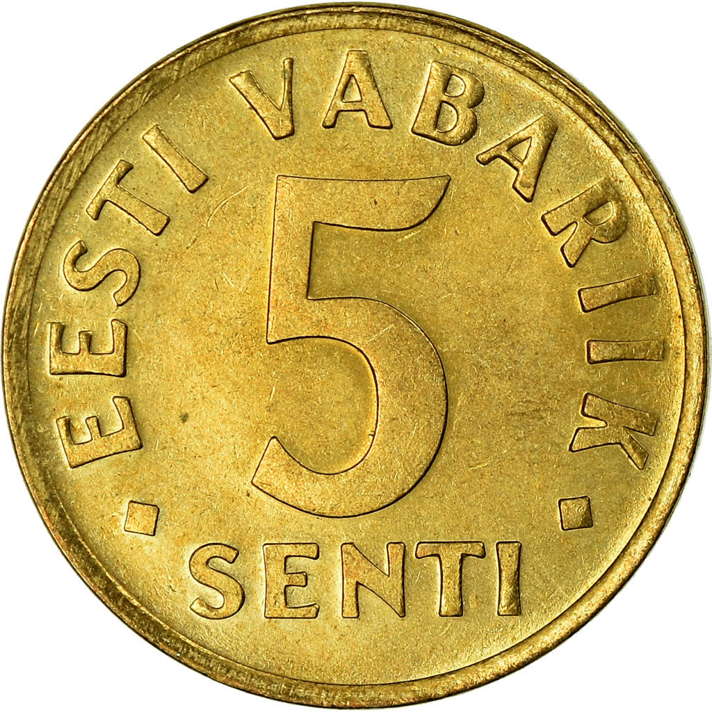 Coin, Estonia, 5 Senti, 1992, EF(40-45), Aluminum-Bronze, KM:21