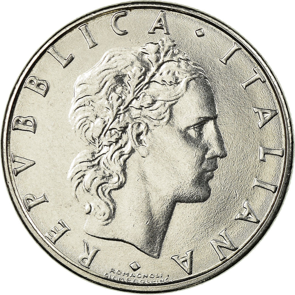 Moneta, Włochy, 50 Lire, 1989, Rome, EF(40-45), Stal nierdzewna, KM:95.1