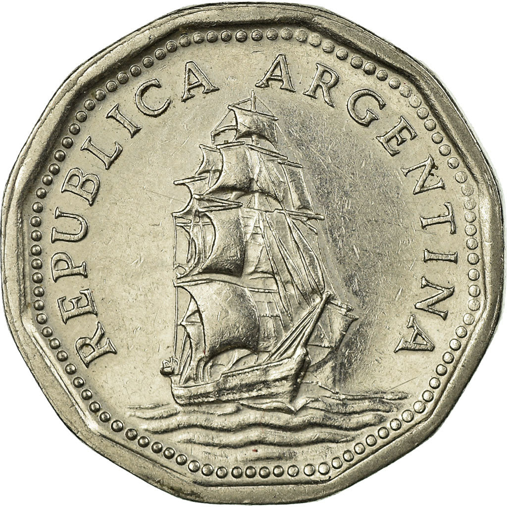 Coin, Argentina, 5 Pesos, 1968, EF(40-45), Nickel Clad Steel, KM:59