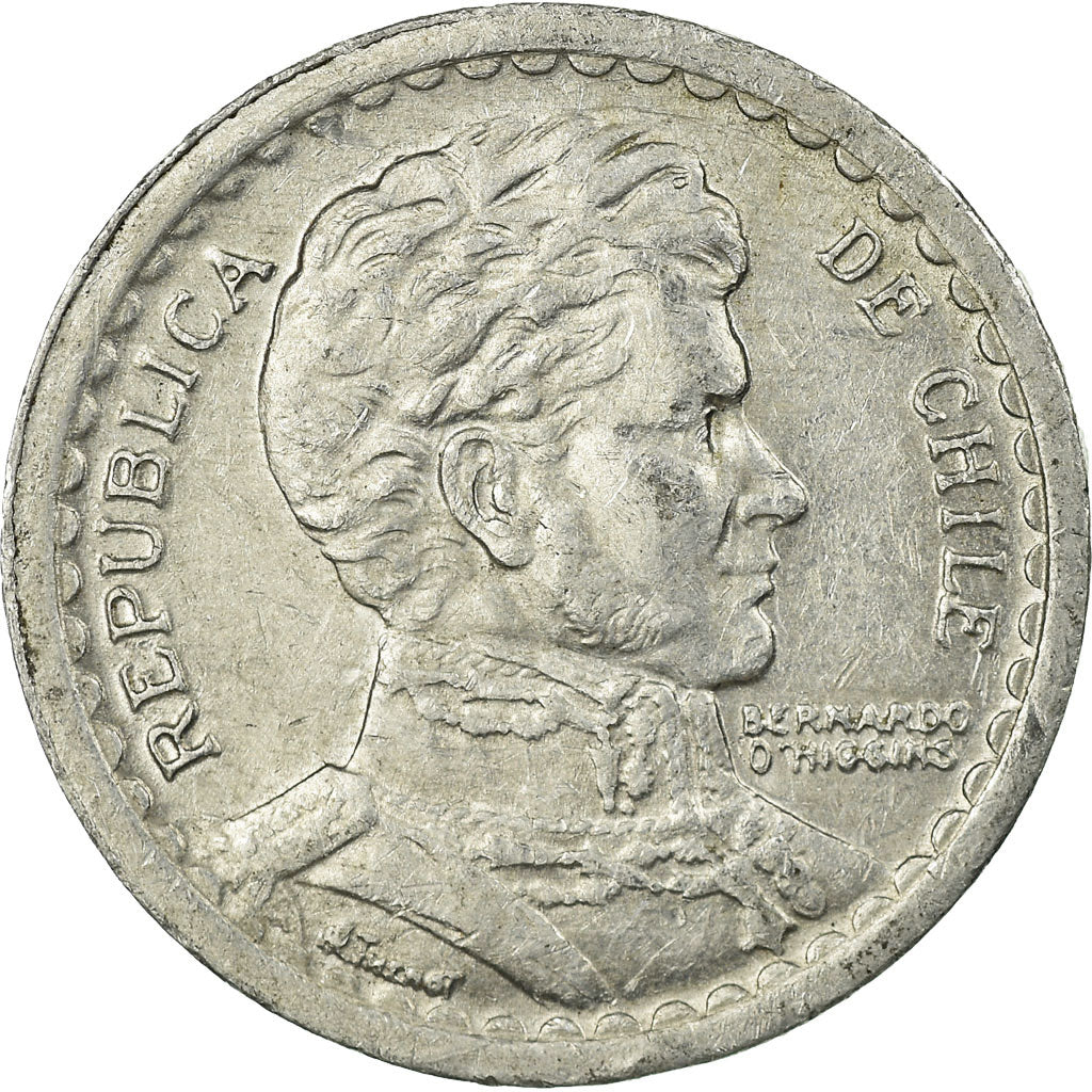 Moneda, Chile, Peso, 1955, Santiago, MBC, Aluminio, KM:179a