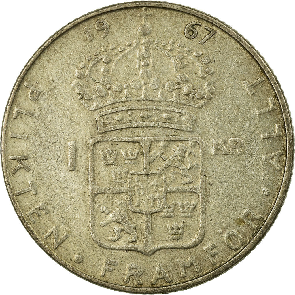 Coin, Sweden, Gustaf VI, Krona, 1967, EF(40-45), Silver, KM:826