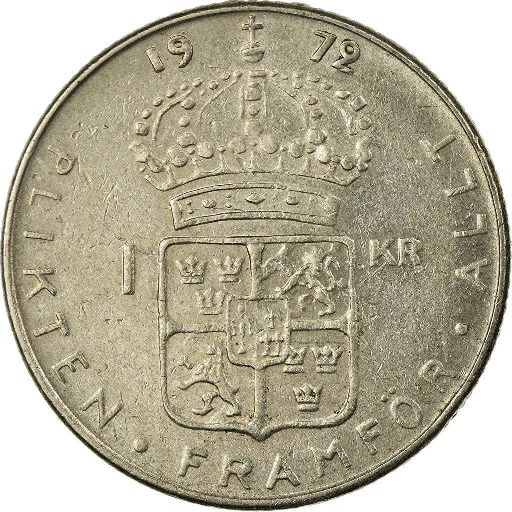 Moneta, Svezia, Gustaf VI, Krona, 1972, BB, Rame ricoperto in rame-nichel