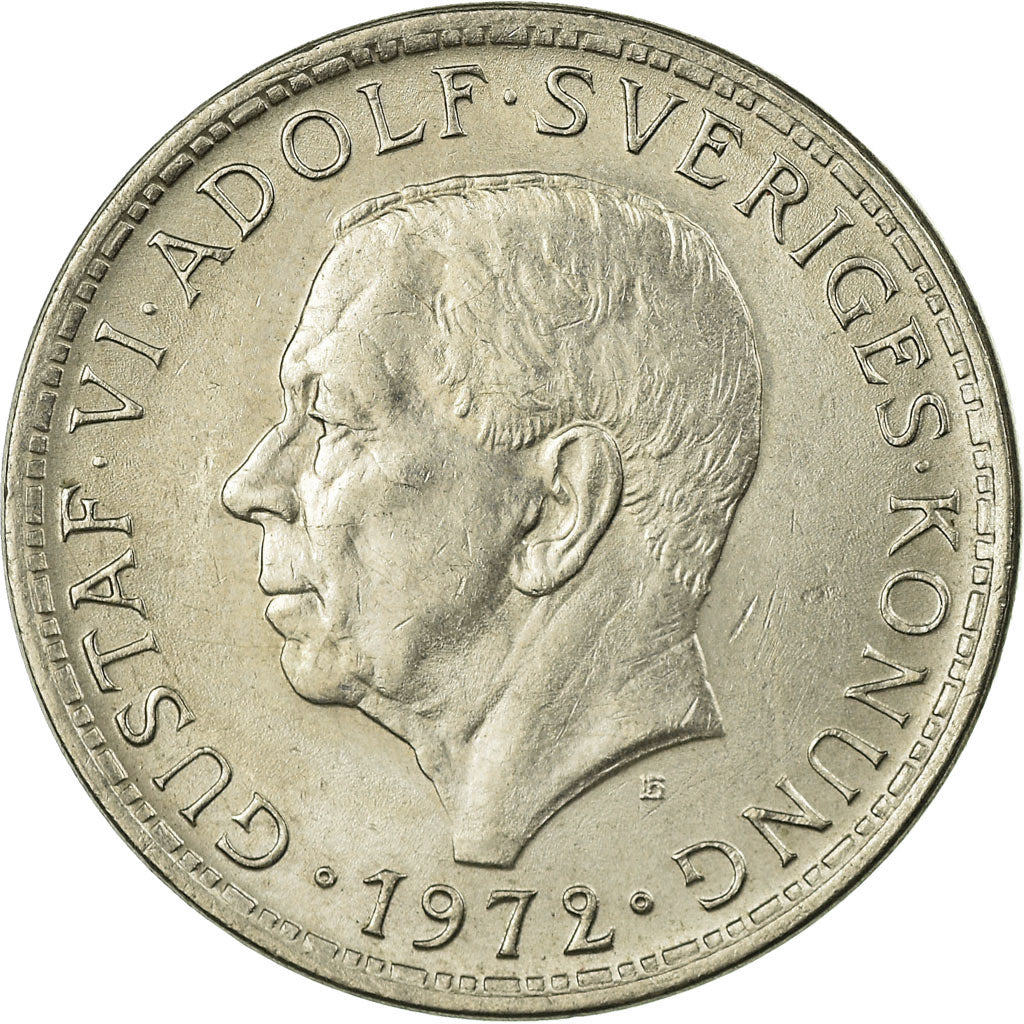 Moeda, Suécia, Gustaf VI, 5 Kronor, 1972, AU(55-58), Níquel Revestido a