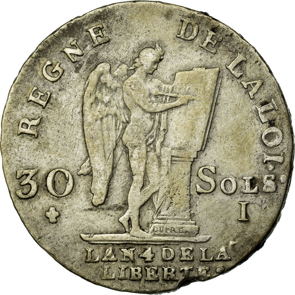 Moneta, Francja, 30 sols françois, 30 Sols, 1792, Limoges, EF(40-45), Srebro