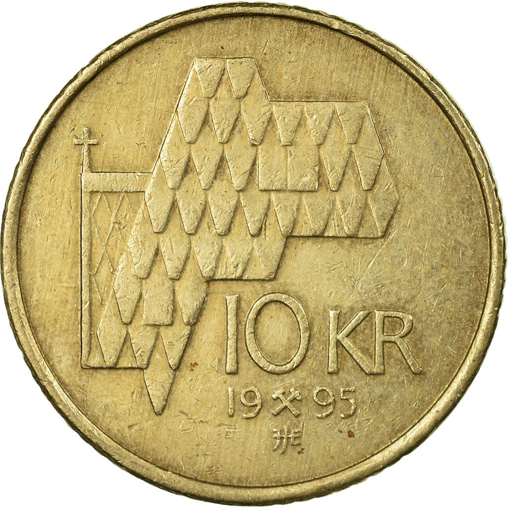 Munten, Noorwegen, Harald V, 10 Kroner, 1995, ZF, Nickel-brass, KM:457