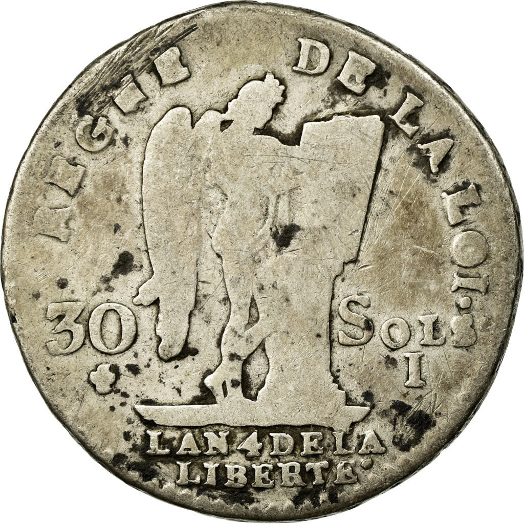 Moneta, Francja, 30 sols françois, 30 Sols, 1792, Limoges, F(12-15), Srebro