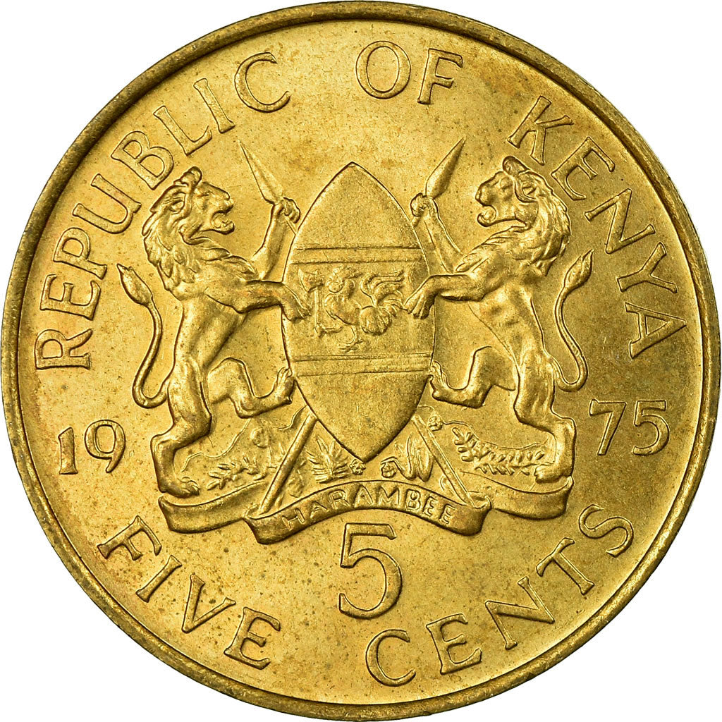 Coin, Kenya, 5 Cents, 1975, EF(40-45), Nickel-brass, KM:10