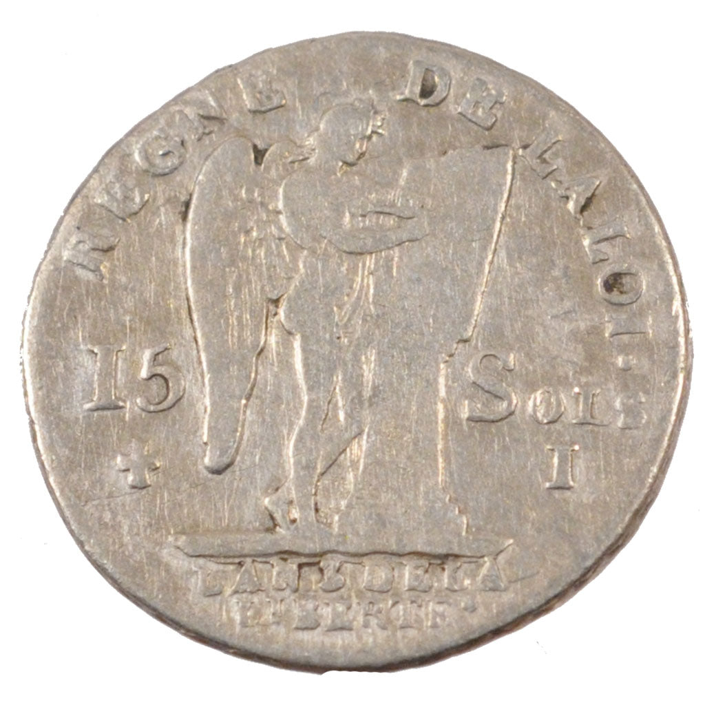FRANCE, 15 sols françois, 15 Sols, 1/8 ECU, 1791, Limoges, KM #604.5, VF(30-35),