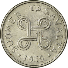 Coin, Finland, Markka, 1959, EF(40-45), Nickel Plated Iron, KM:36a