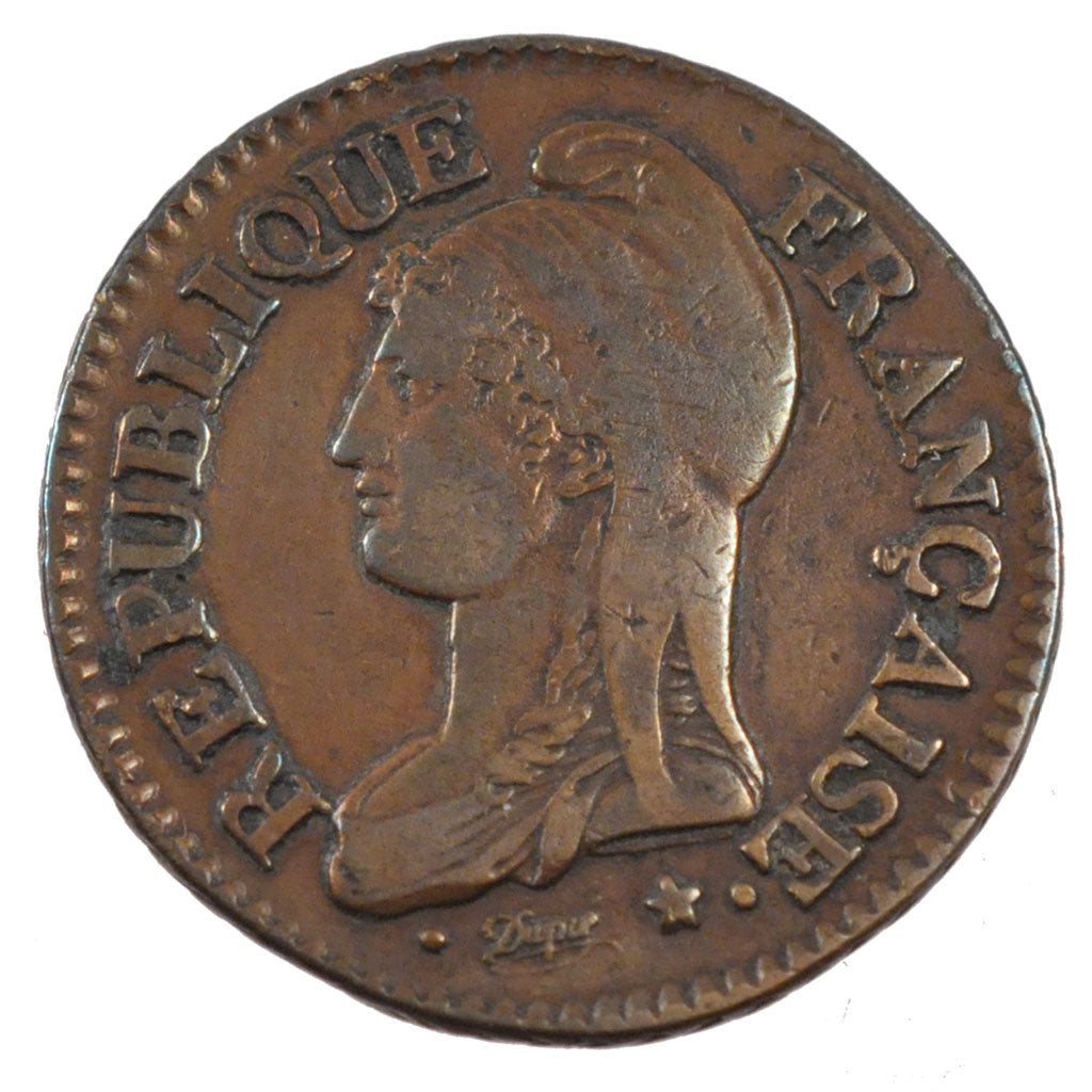 FRANCE, 5 Centimes, 1799, Paris, EF(40-45), Copper, Gadoury #126a, 9.70