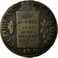 Münze, Frankreich, Sol aux balances françoise, Sol, 1793, Lyon, S+, Bronze