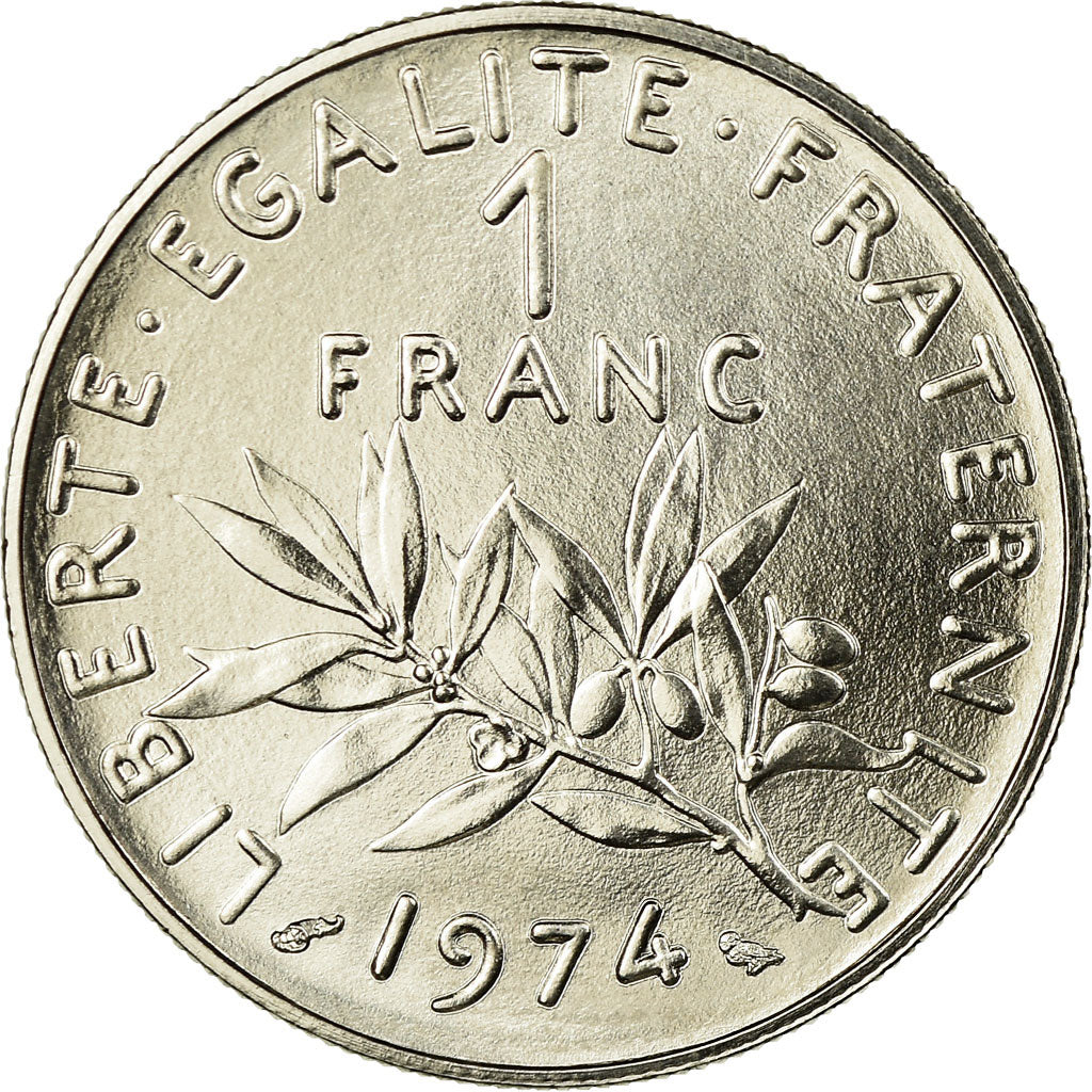 Munten, Frankrijk, Semeuse, Franc, 1974, Paris, FDC, Nickel, KM:925.1