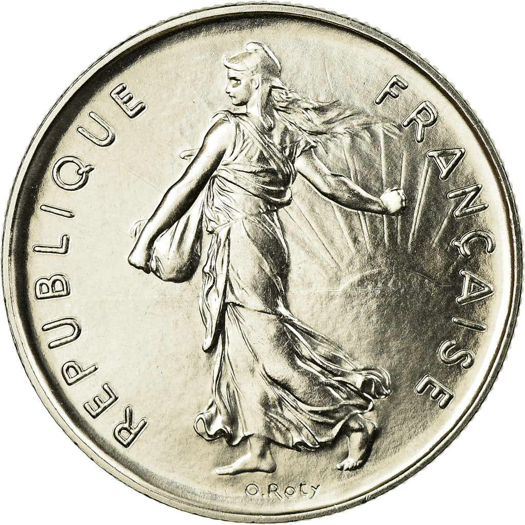 Munten, Frankrijk, Semeuse, 5 Francs, 1974, Paris, FDC, Nickel Clad