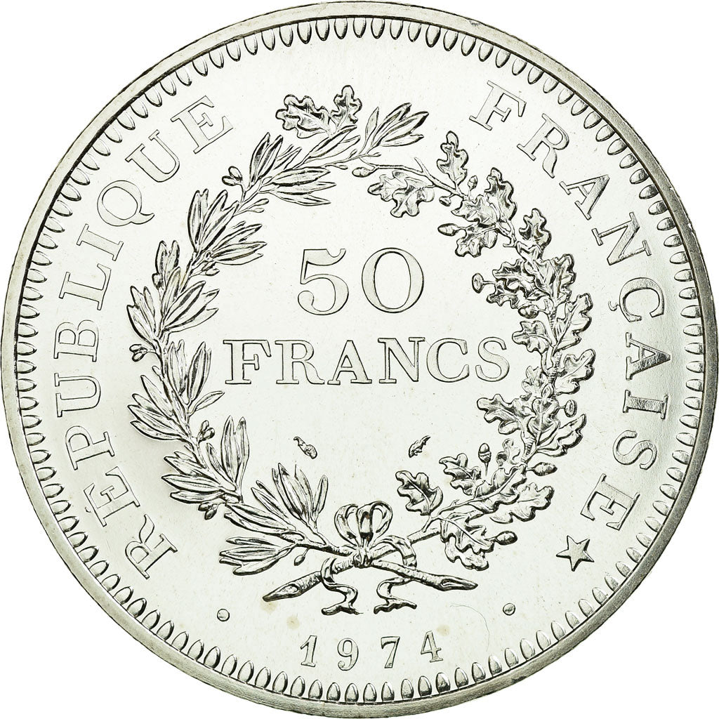 Coin, France, Hercule, 50 Francs, 1974, Paris, MS(65-70), Silver, KM:941.1
