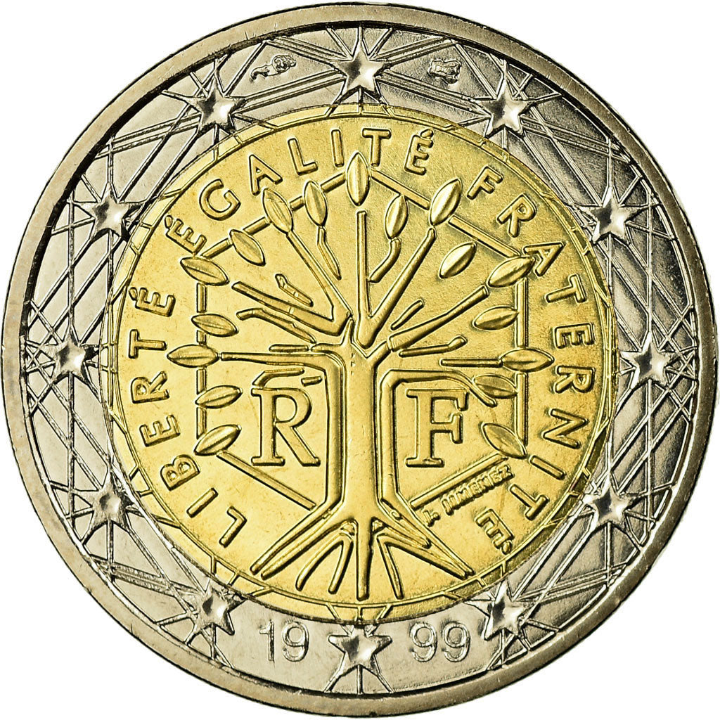 France, 2 Euro, 1999, MS(65-70), Bi-Metallic, KM:1289