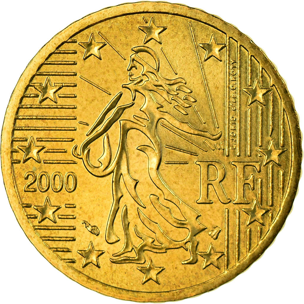 France, 50 Euro Cent, 2000, MS(65-70), Brass, KM:1287