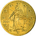França, 50 Euro Cent, 2001, MS(65-70), Latão, KM:1287