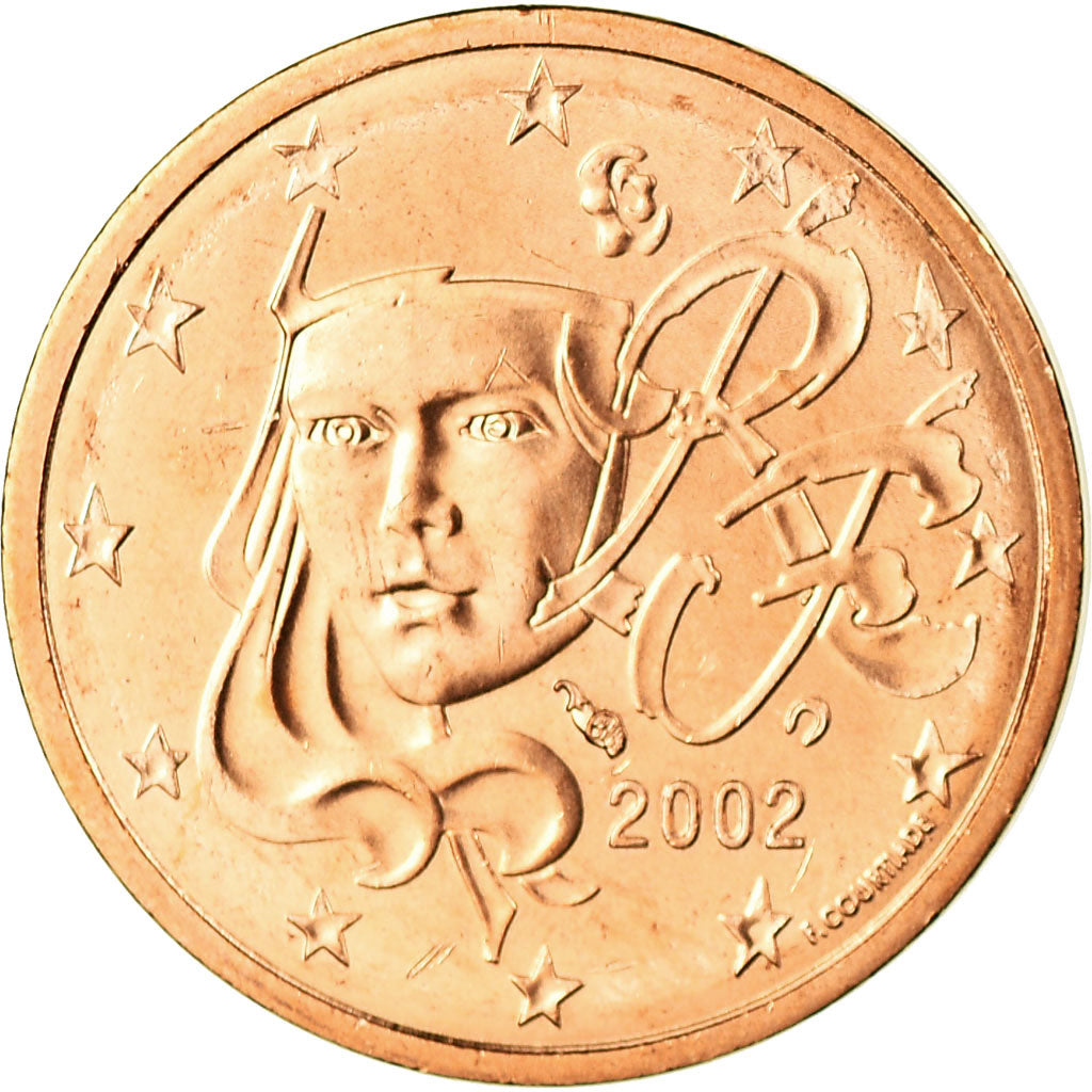 France, 2 Euro Cent, 2002, MS(65-70), Copper Plated Steel, KM:1283