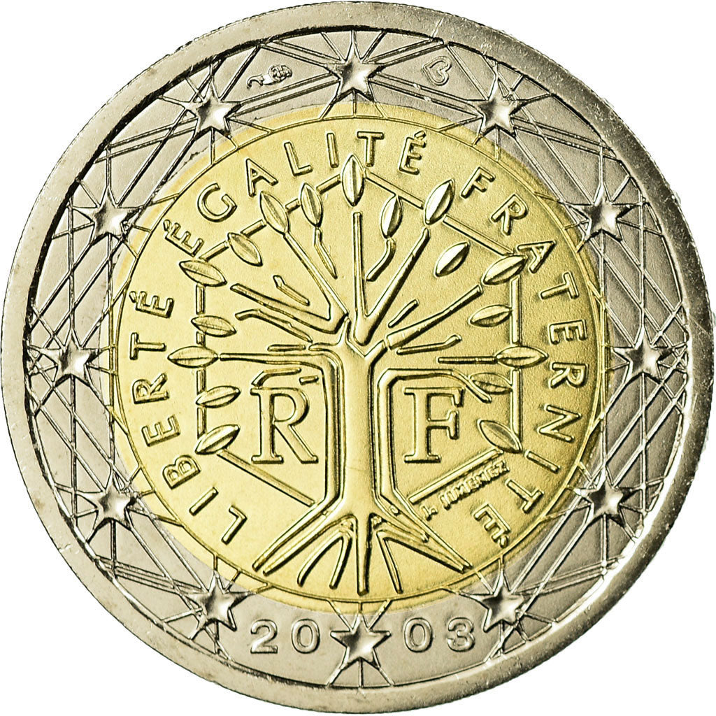 France, 2 Euro, 2003, MS(65-70), Bi-Metallic, KM:1289