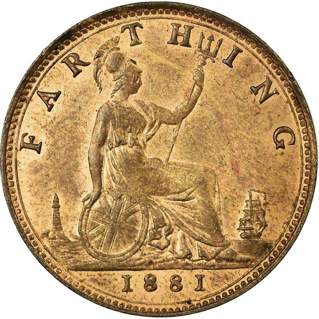 Coin, Great Britain, Victoria, Farthing, 1881, EF(40-45), Bronze, KM:753