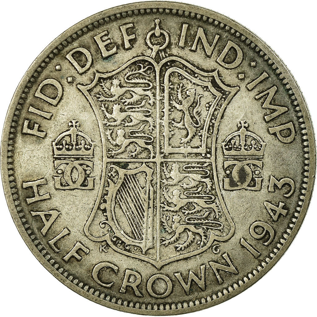 Coin, Great Britain, George VI, 1/2 Crown, 1943, VF(30-35), Silver, KM:856