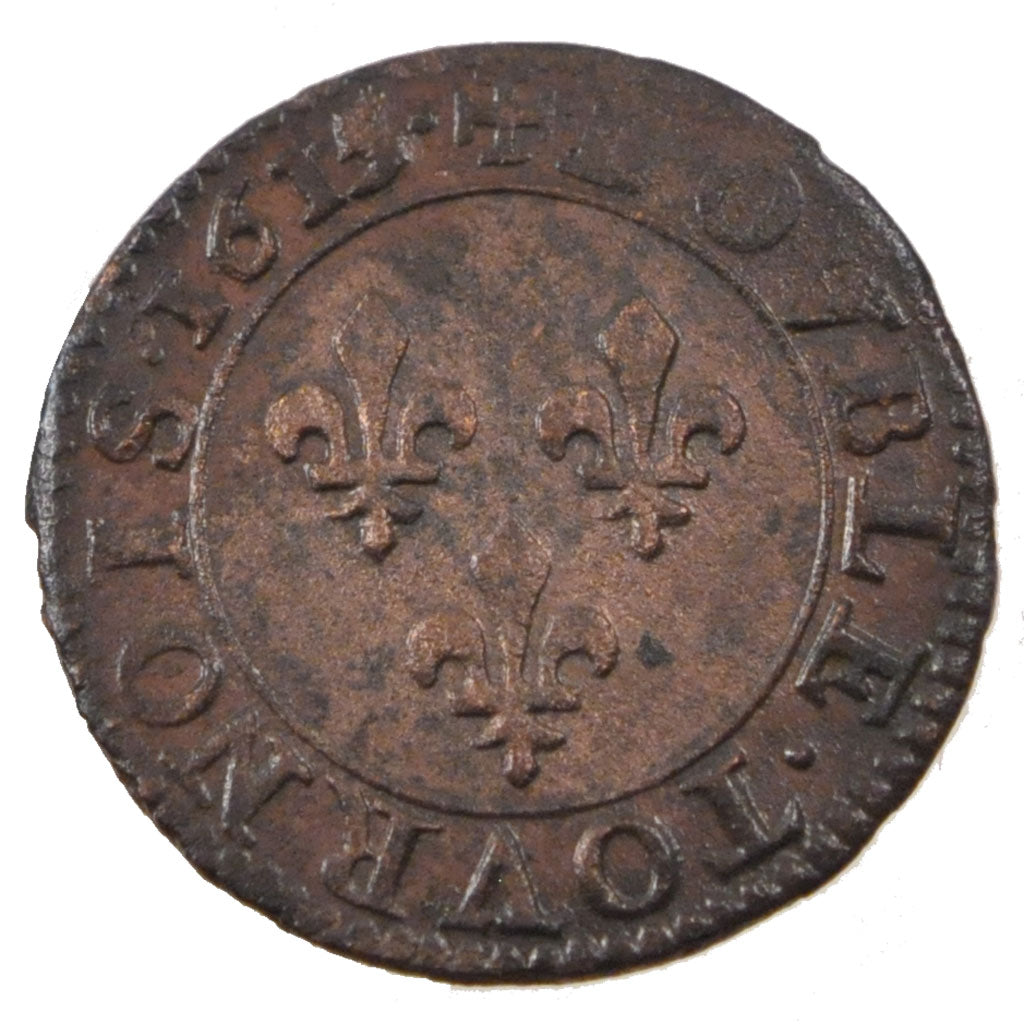 FRANCE, Double tournois, buste enfantin, Double Tournois, 1615, Paris, KM...
