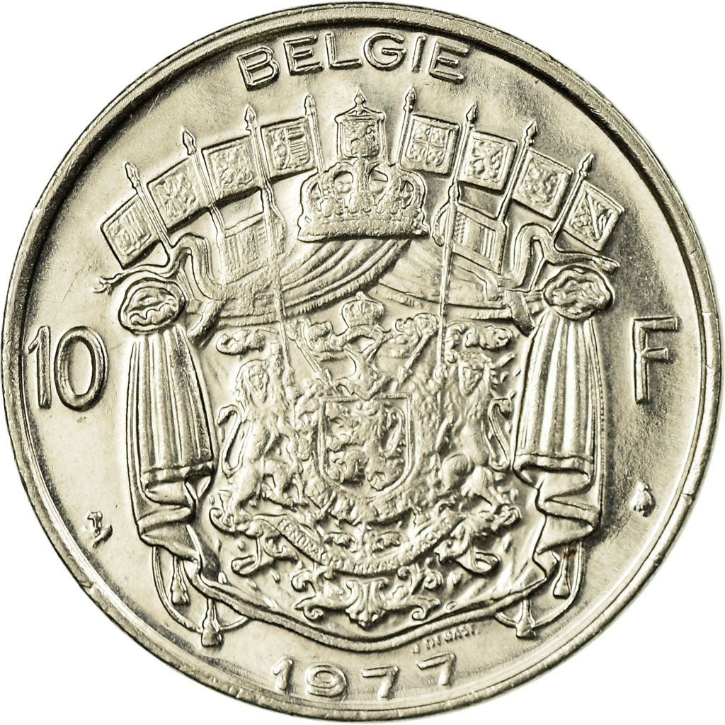 Moneda, Bélgica, 10 Francs, 10 Frank, 1977, Brussels, MBC, Níquel, KM:156.1